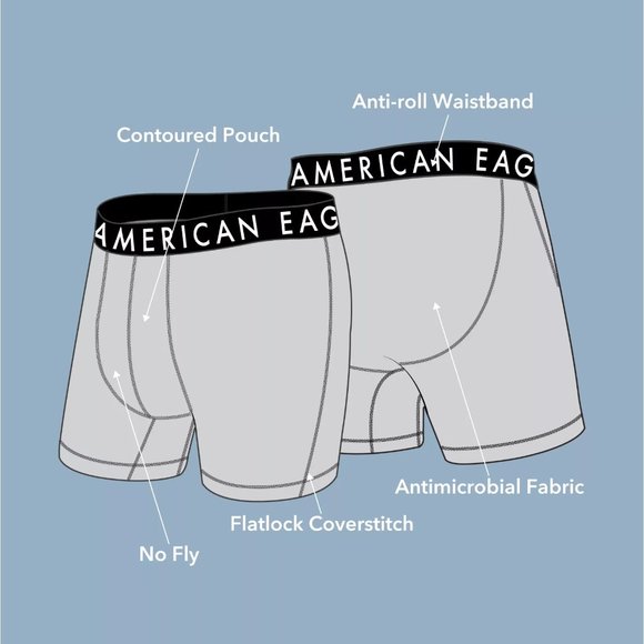 NEW American Eagle Outfitters 3 Pack 6" Inseam Flex Boxer Brief Regular Length - Picture 2 of 2
